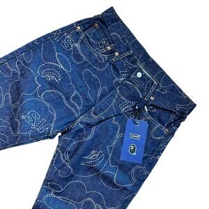 Brand New 33" X 32" Bape Levis Camo Print Denim Jeans